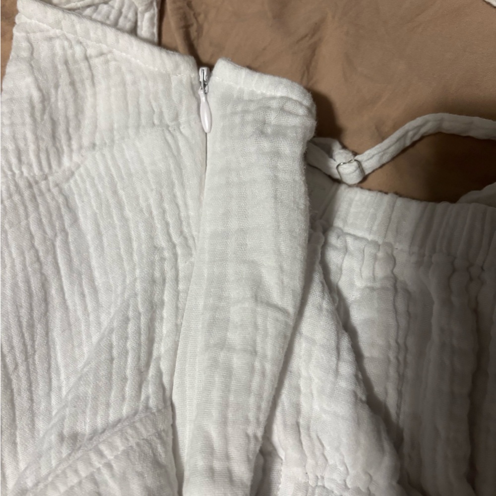 Lost in Lunar White Cotton Gauze Jumpsuit XS Wide Leg Minimalist - Picture 10 of 11